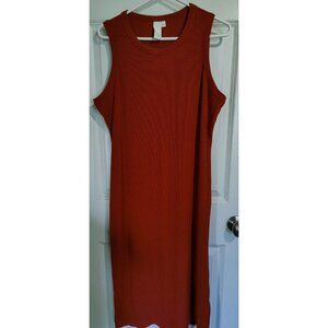 AdyP Rust Brown Ribbed Sleeveless Midi/Maxi Dress W Left Side Slit L